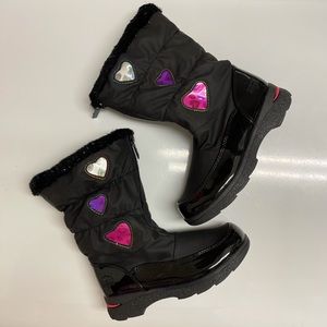 NWOT Totes Girl's Heartful Fleece Lined Black Boot